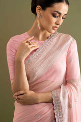 Banaras Georgette saree - Nude Pink