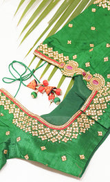 Green kundan Embroidered Blouse