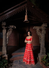 Red Heavy Embroidered Bridal Lehanga